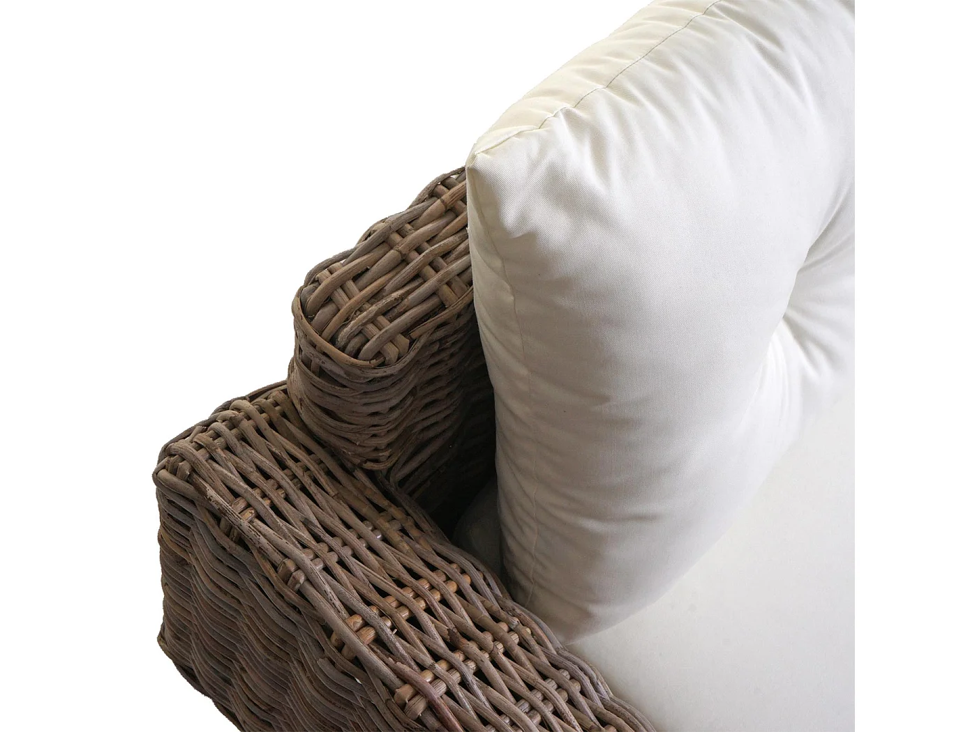 Sofa MCW-M32, 4-Sitzer Couch Rattansofa Loungesofa mit Kissen, 209cm Kubu Rattan natur Stoff/Textil Polster creme