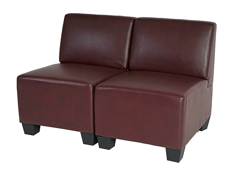 Moncalieri 2 plazas,  rojo-marrón, sin reposabrazos