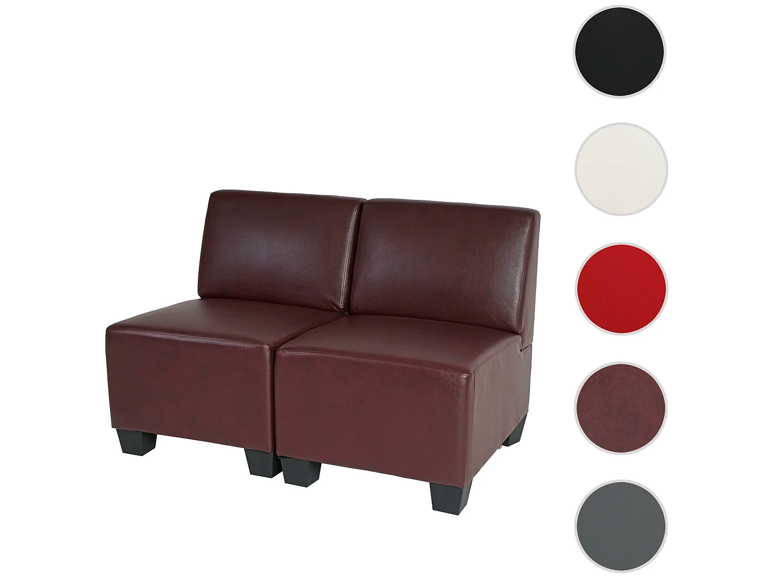 2-Sitzer Moncalieri, Rot-braun, ohne Armlehnen