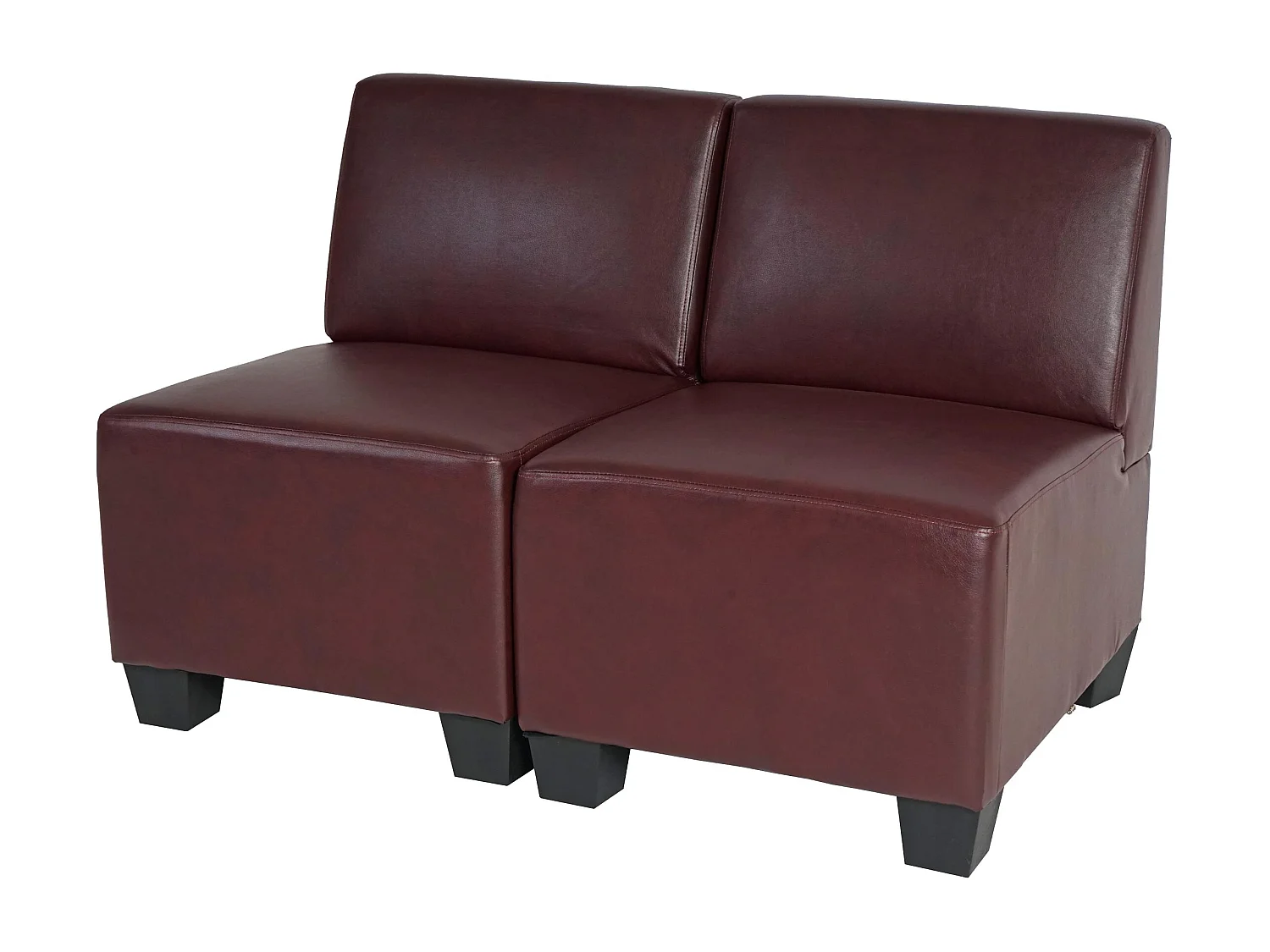 Canapé 2 places Moncalieri,  rouge-marron, sans accoudoirs