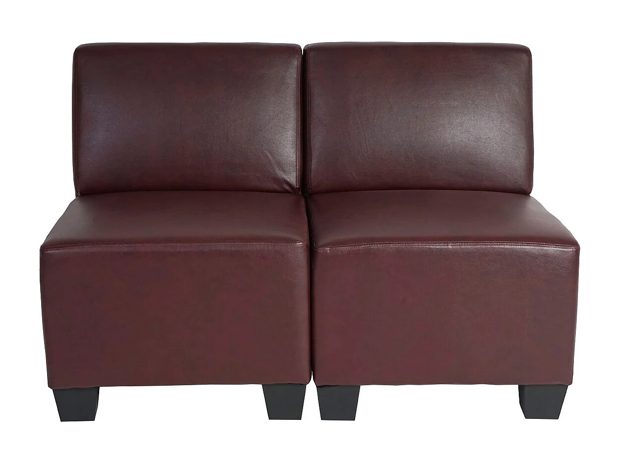 Canapé 2 places Moncalieri,  rouge-marron, sans accoudoirs