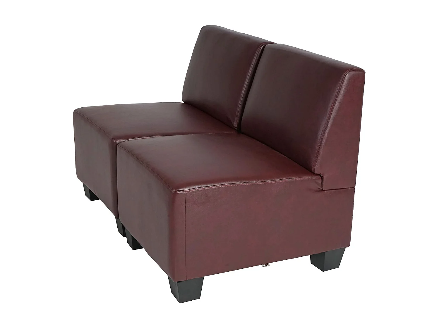 Canapé 2 places Moncalieri,  rouge-marron, sans accoudoirs