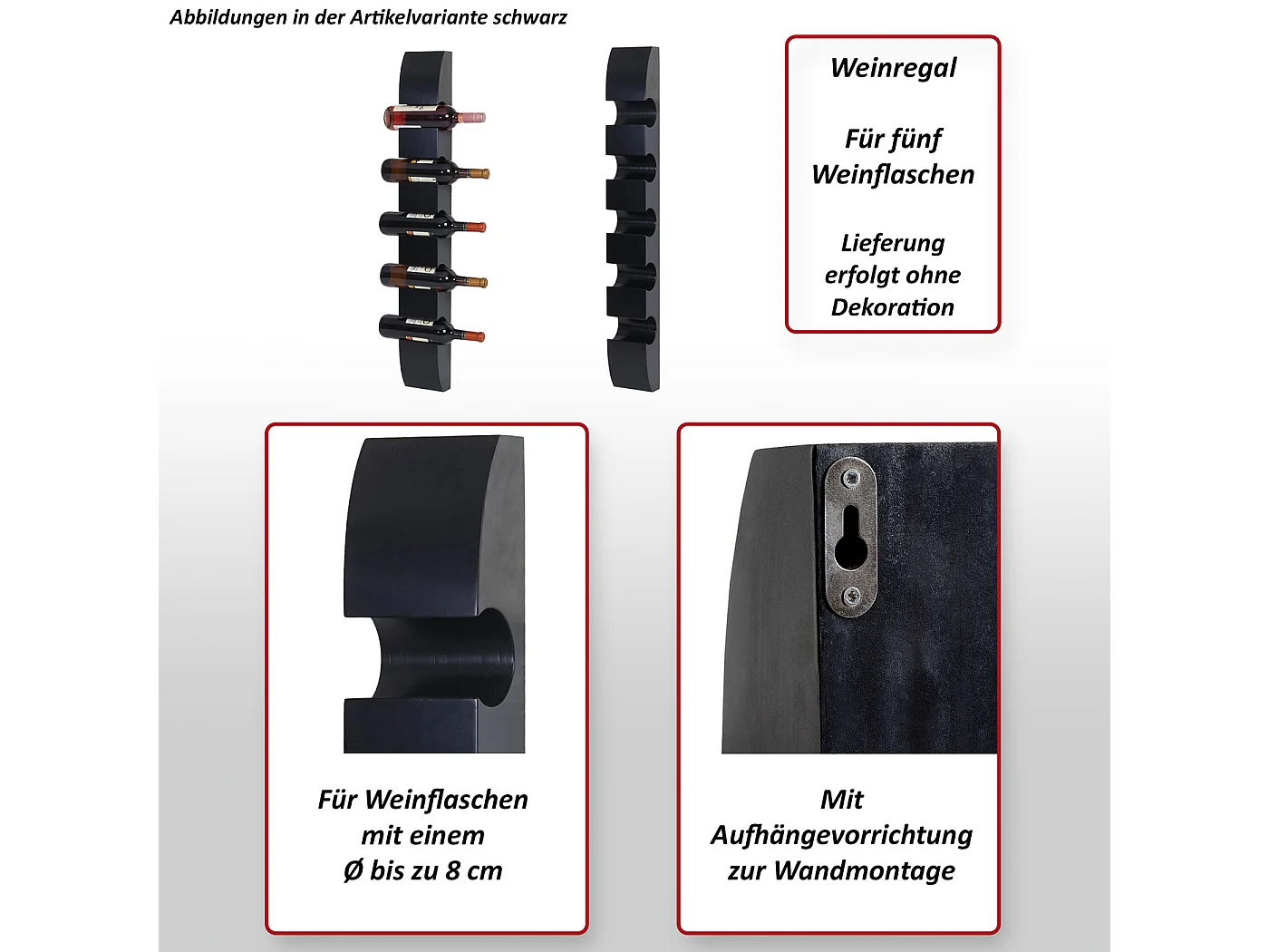 Stojak na wino Millau,  czarny