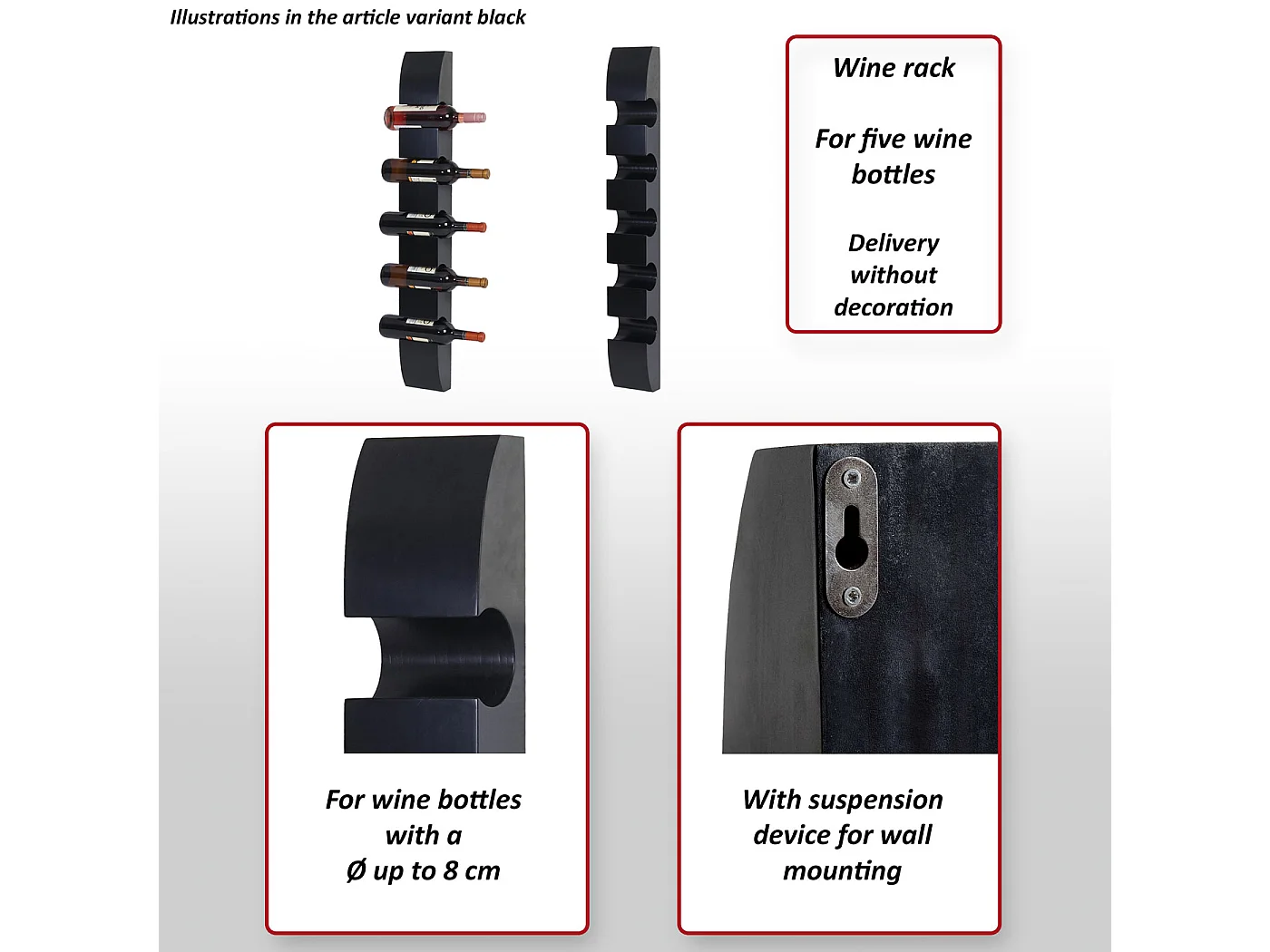 Wijnrek Millau,  zwart