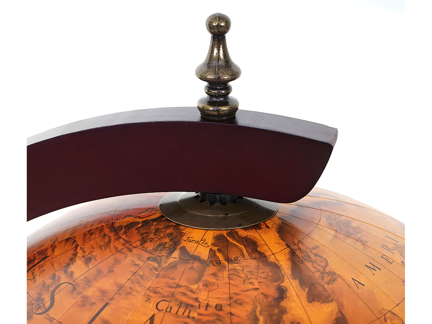 Mini bar portabottiglie mappamondo decorativo elegante MCW-D85 legno eucalipto