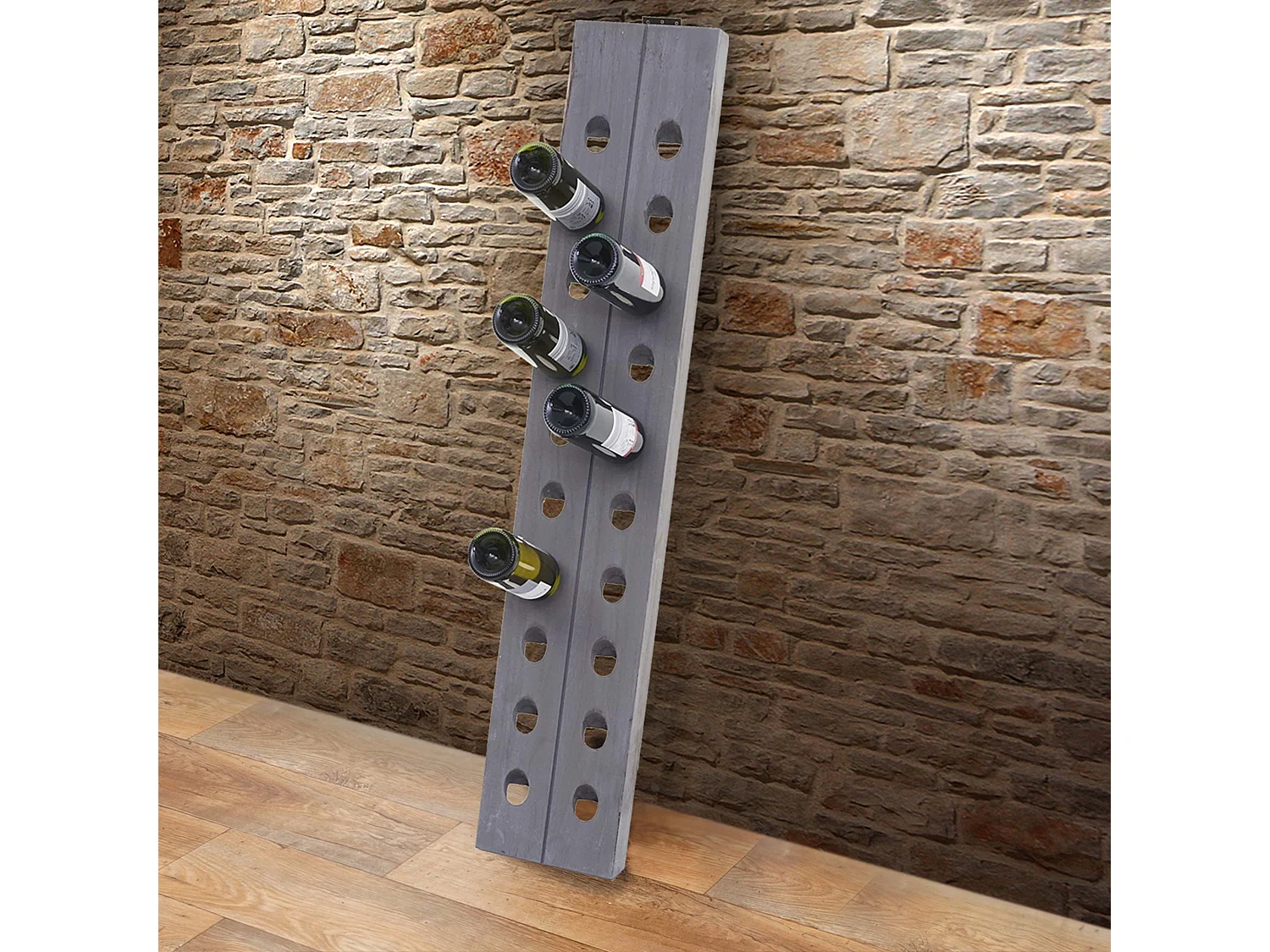 Serie Vintage portabottiglie MCW-C54 legno paulonia 120x22x5cm grigio