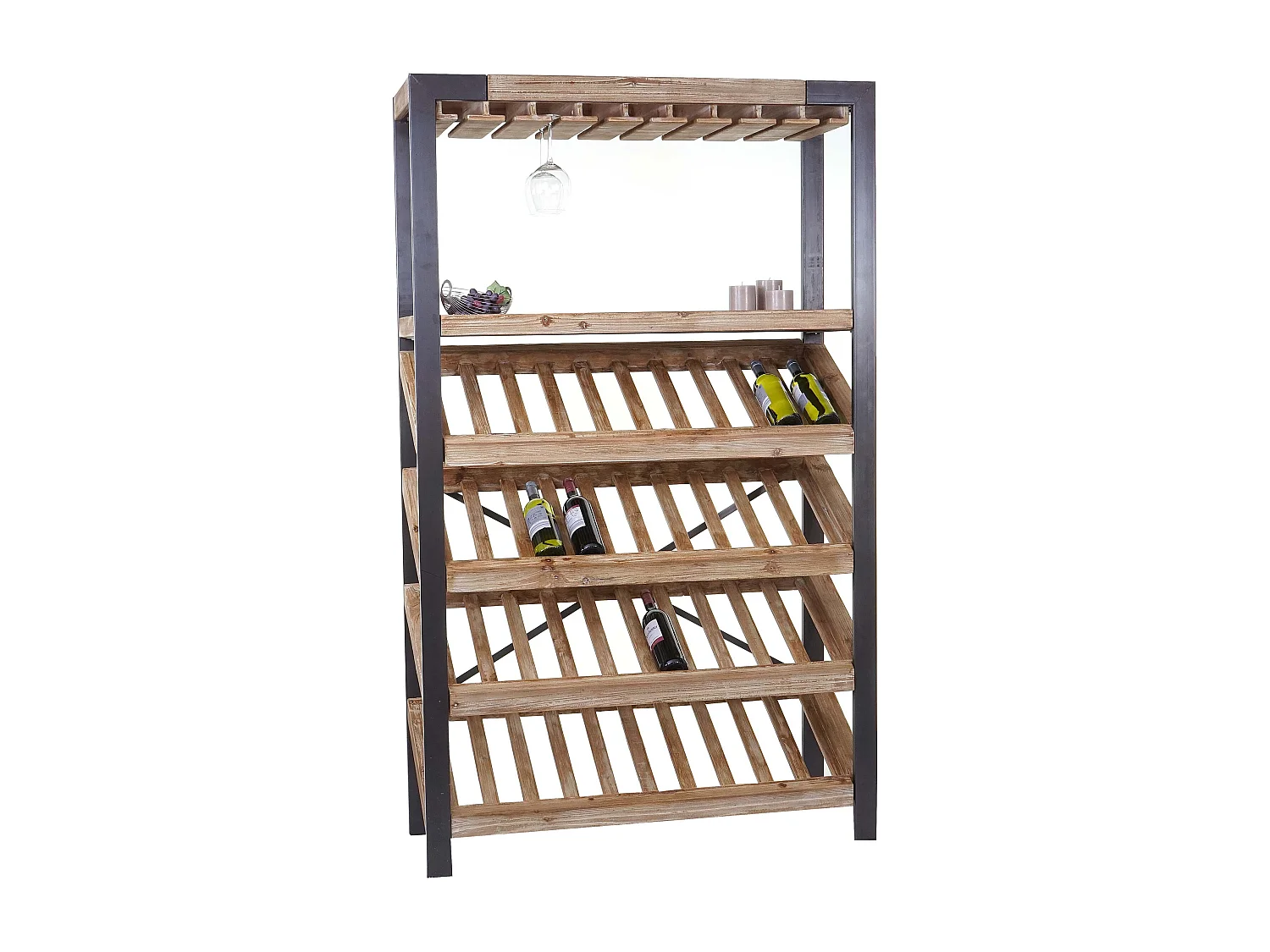 Weinregal MCW-D60, Flaschenregal Flaschenhalter Barschrank Weinständer für 40 Flaschen, Massivholz MVG 189x114x39cm