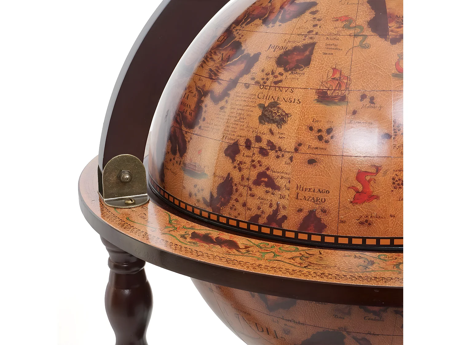 Mini bar portabottiglie carrello con ruote mappamondo decorativo MCW-T874 elegante