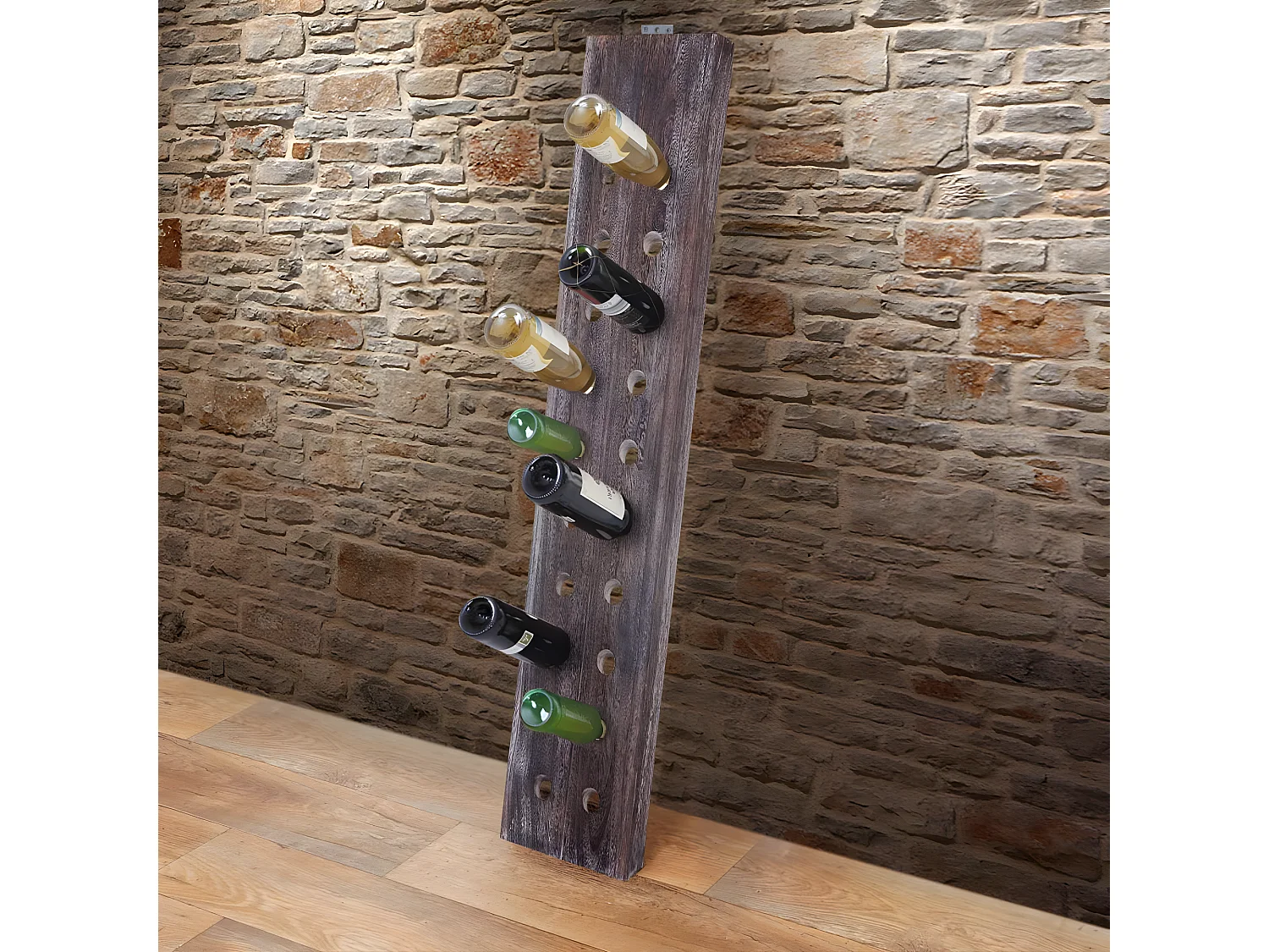 Serie Vintage portabottiglie MCW-C54 legno paulonia 120x22x5cm marrone