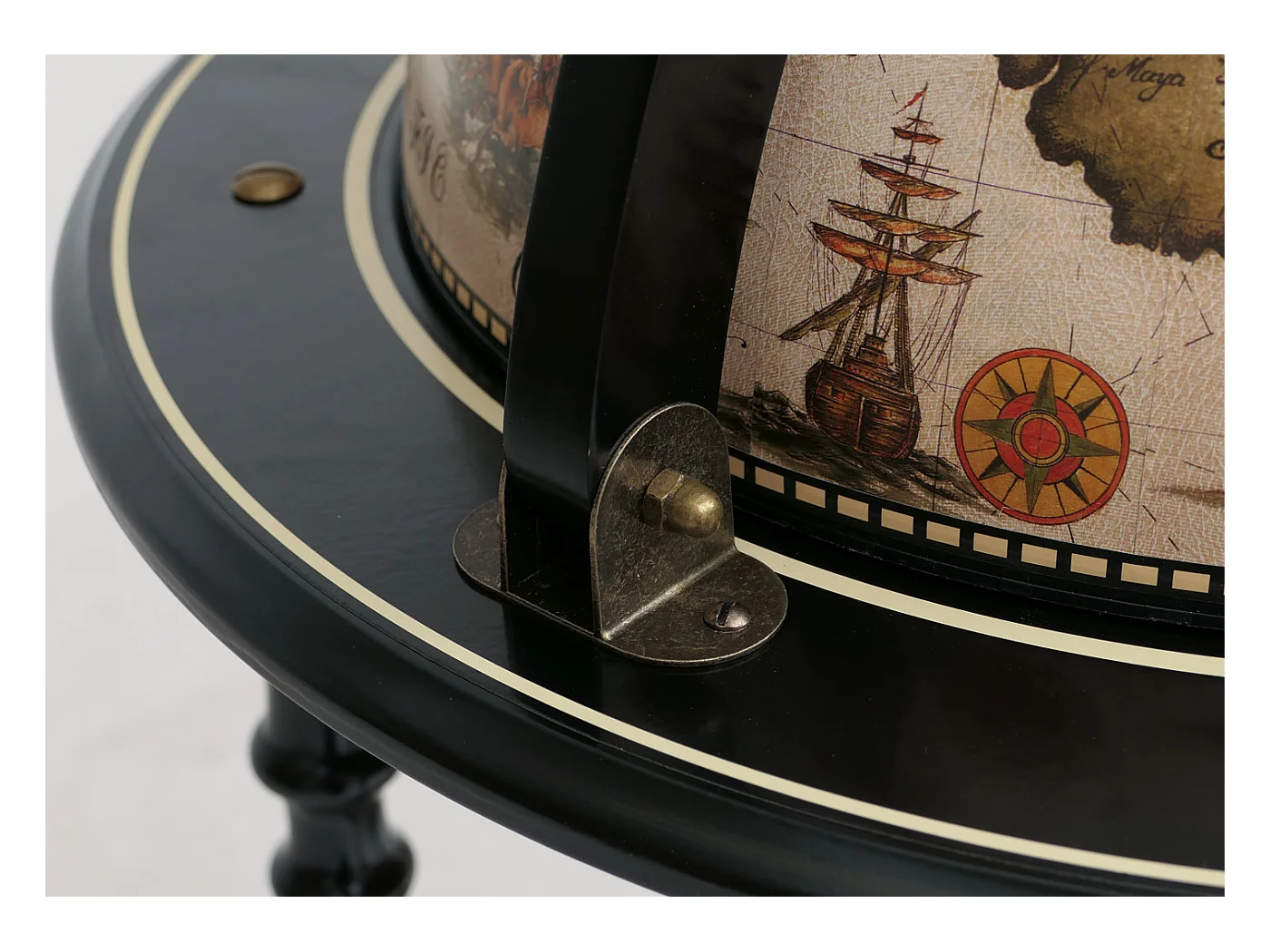 Mini bar portabottiglie mappamondo elegante decorativo MCW-A78 legno di eucalipto