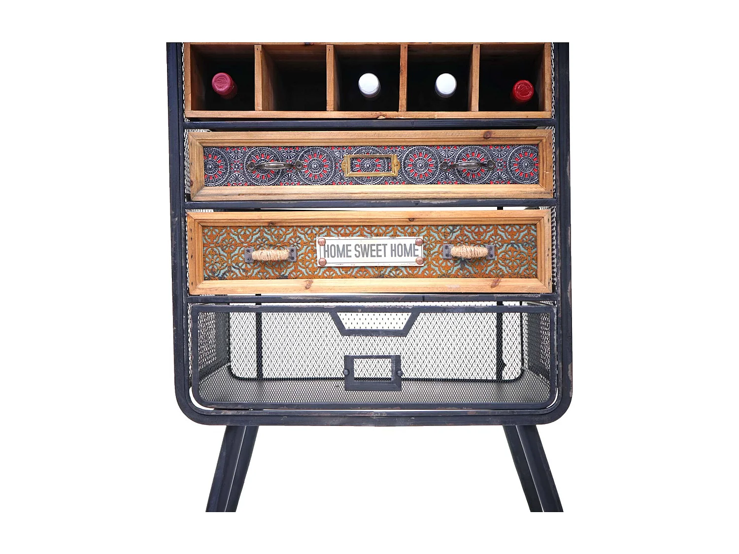 Weinregal MCW-C91, Flaschenregal Barschrank Weinständer für 10 Flaschen, Tanne Holz Vintage 157x57x38cm