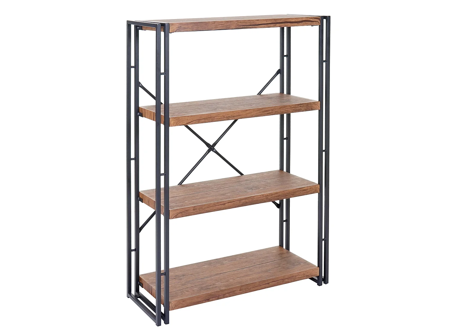 Bücherregal MCW-A27, Standregal Wohnregal, 121x80cm 3D-Struktur 4 Ebenen, Wildeiche-Optik