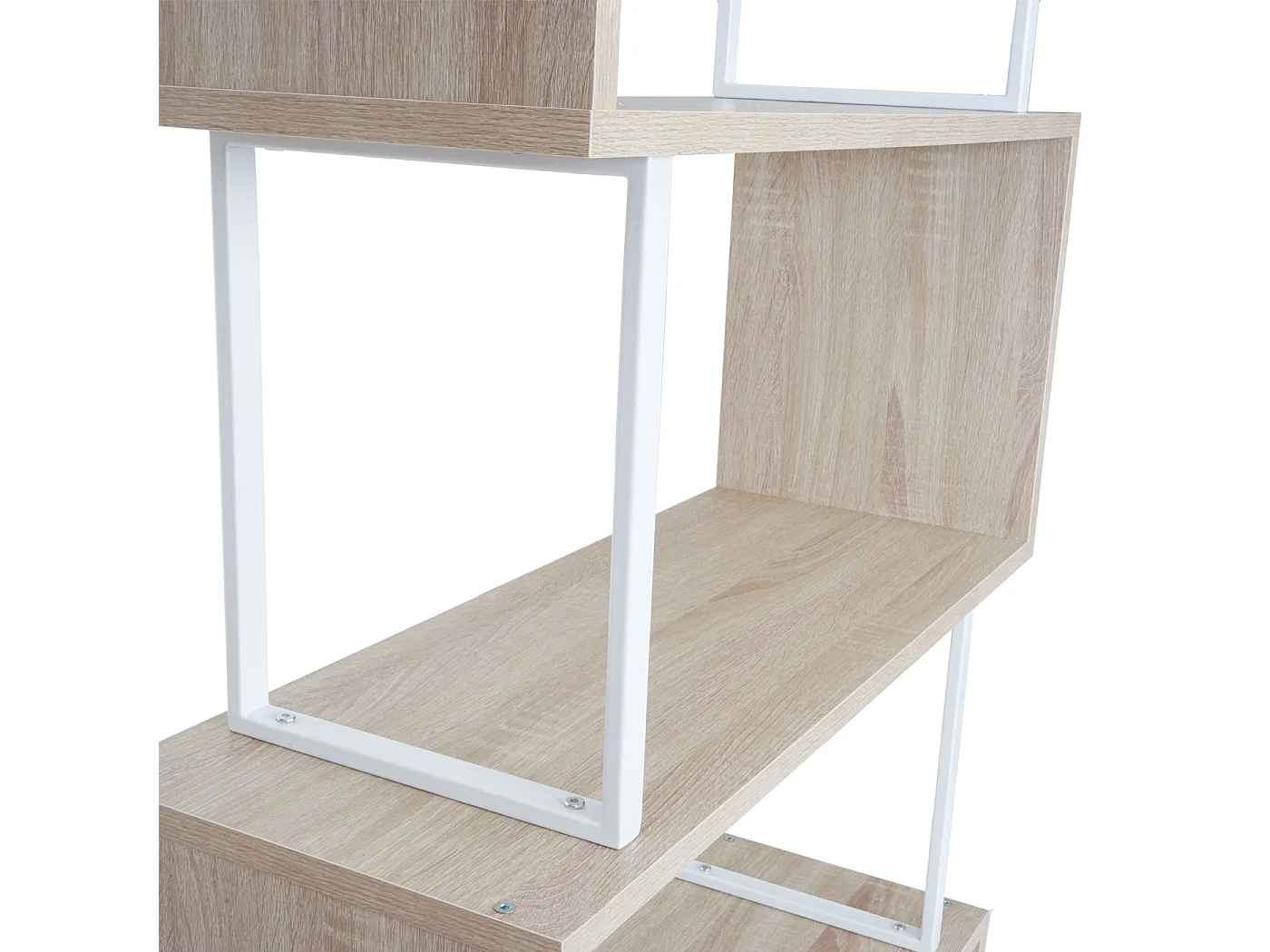 Boekenkast MCW-A27,  eiken look, wit metaal