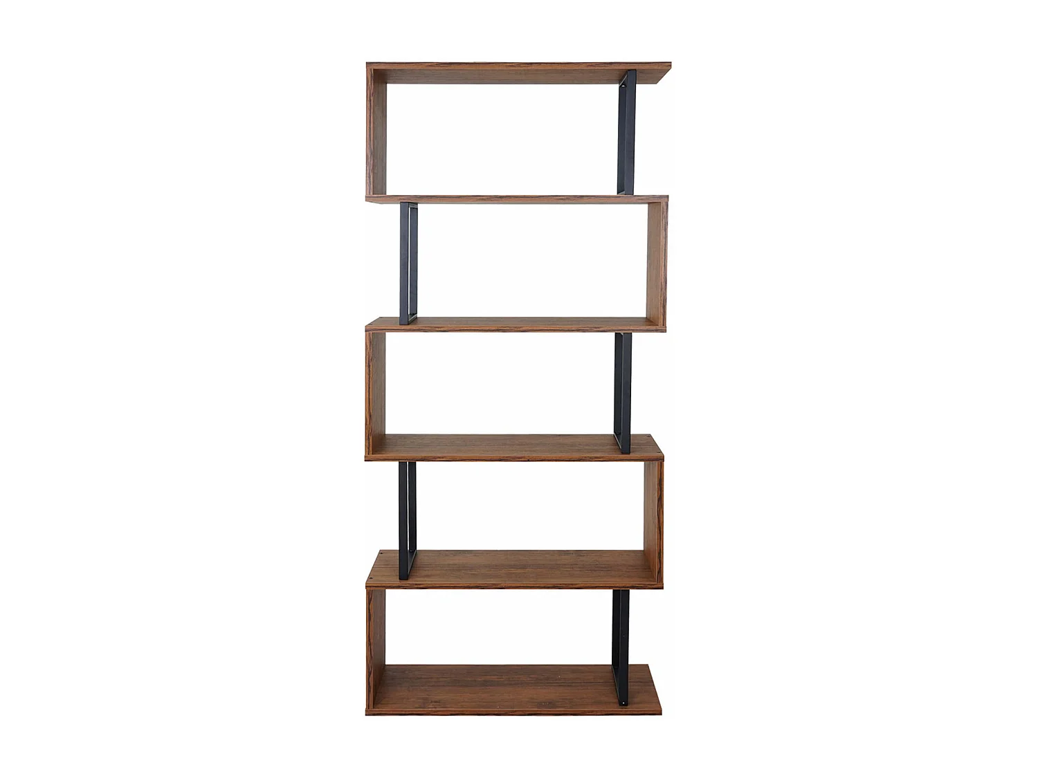 Libreria scaffale 3D MDF MCW-A27 5 ripiani 30x80x183cm legno metallo color rovere scuro