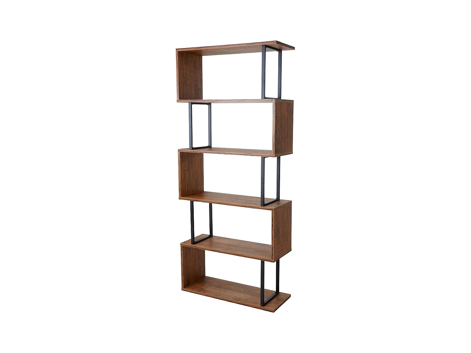 Bücherregal MCW-A27, Wildeiche-Optik, Metall schwarz