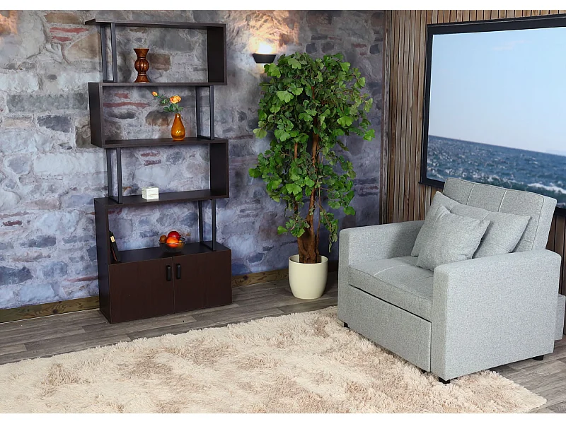 Libreria scaffale 3D MDF MCW-A27 4 ripiani scomparto portaoggetti 31x80x183cm legno metallo marrone scuro