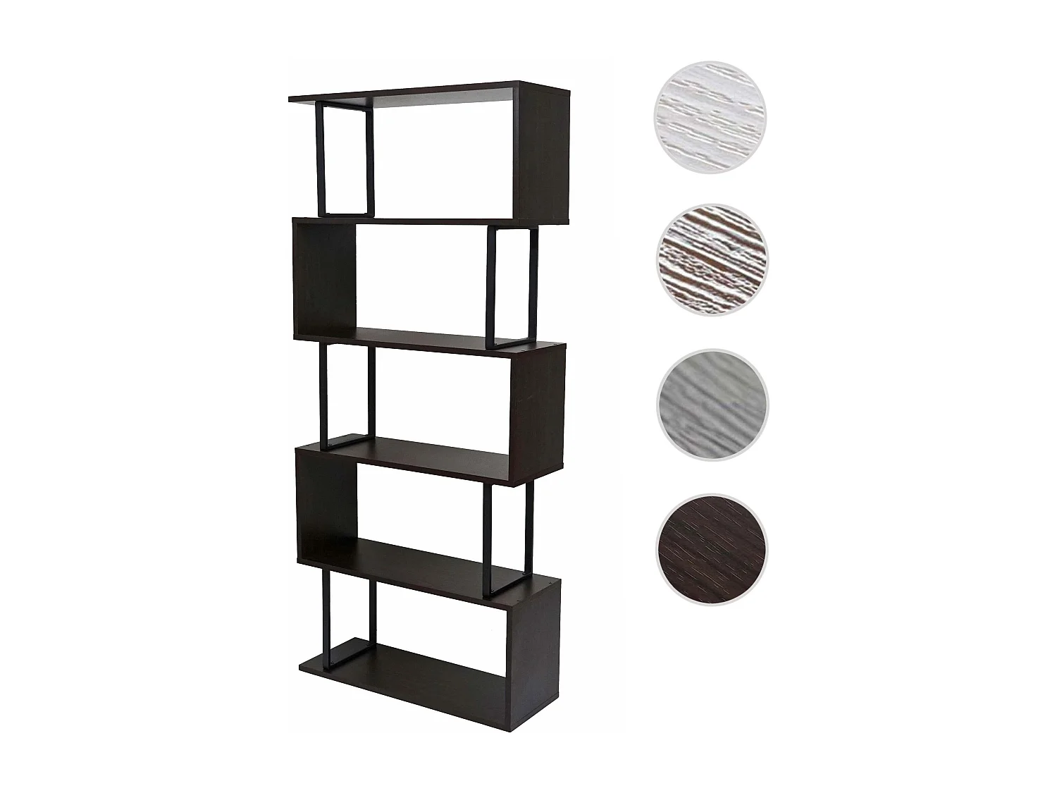 Étagère à livres MCW-A27,  marron foncé, métal noir