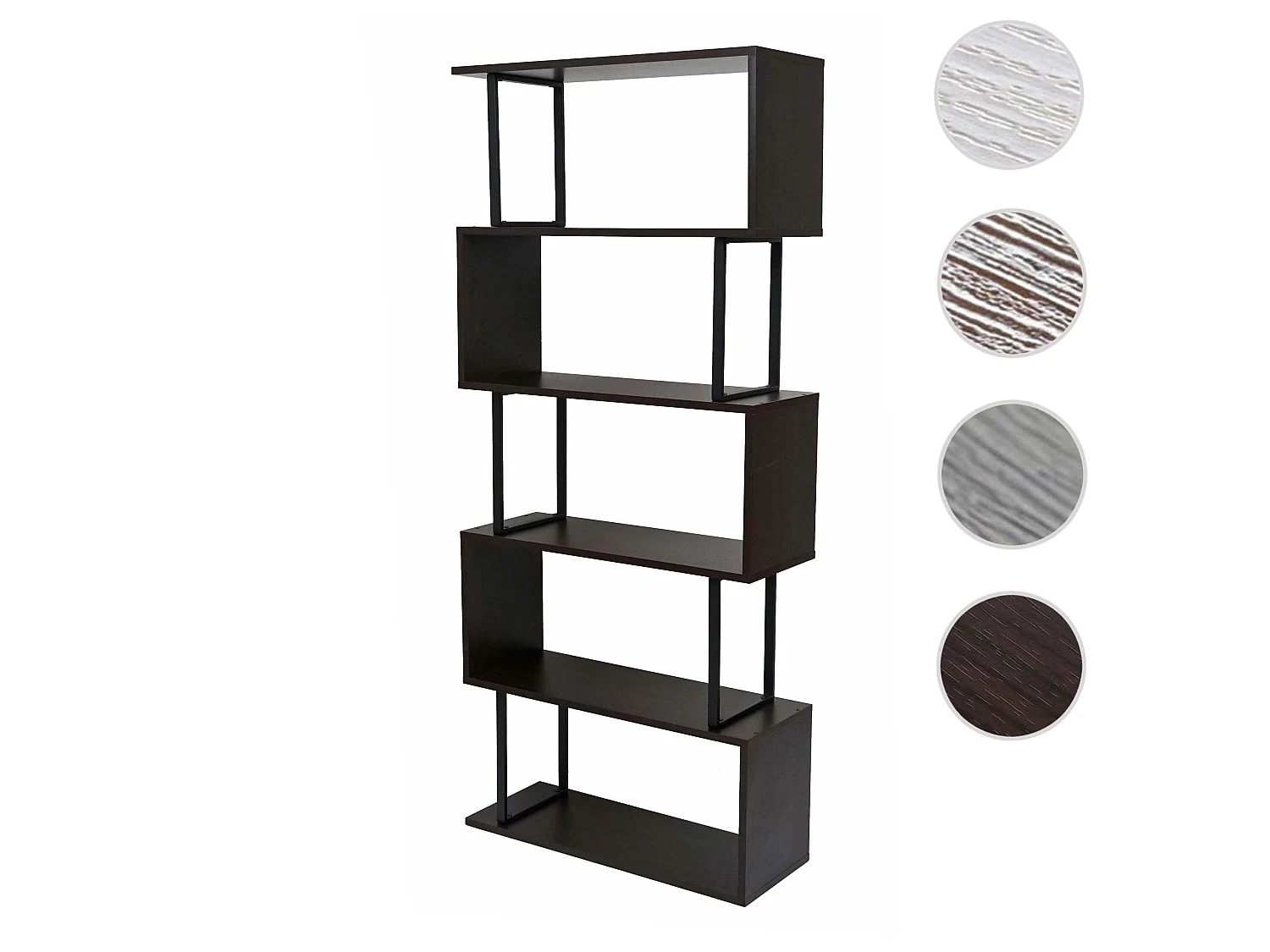 Étagère à livres MCW-A27,  marron foncé, métal noir