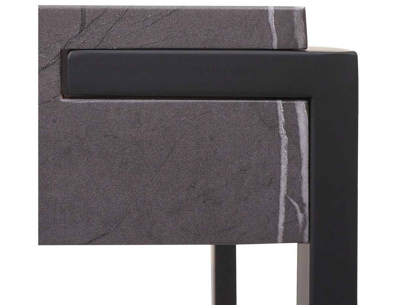 Tavolino quadrato da salotto MCW-L53 51x50x54cm ferro verniciato MDF effetto marmo grigio