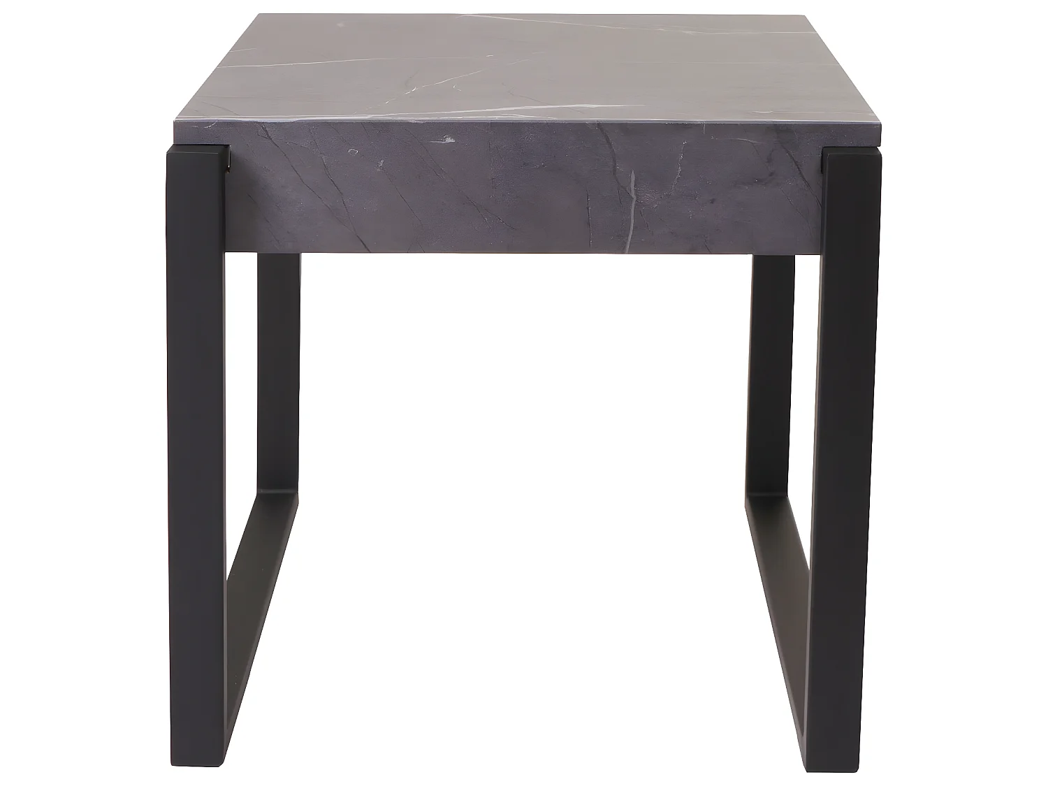 Tavolino quadrato da salotto MCW-L53 51x50x54cm ferro verniciato MDF effetto marmo grigio
