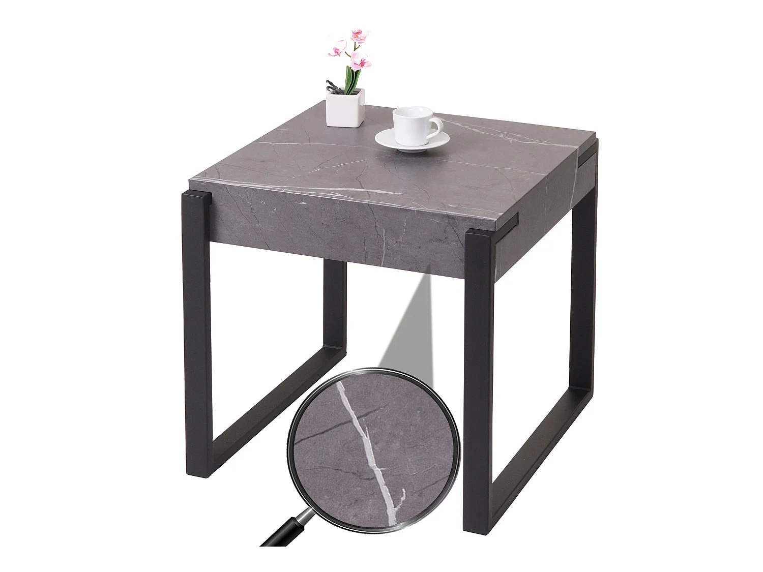 Bijzettafel MCW-L53,  marmer look grijs