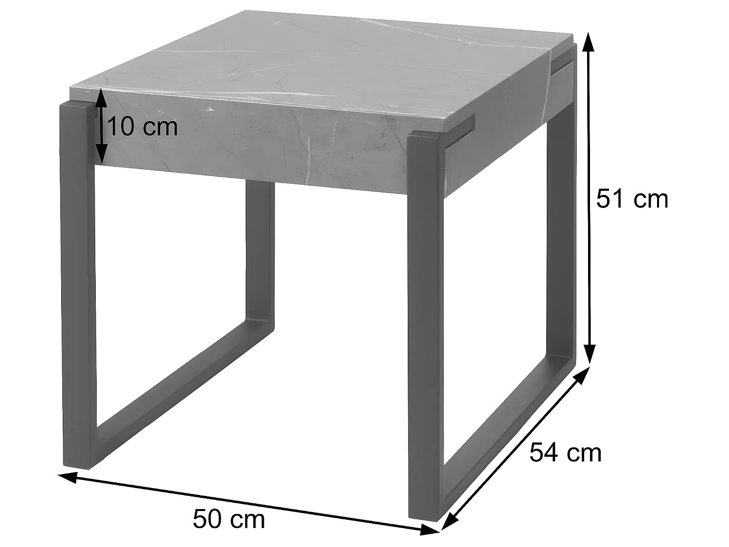 Table d'appoint MCW-L53,  aspect marbre gris