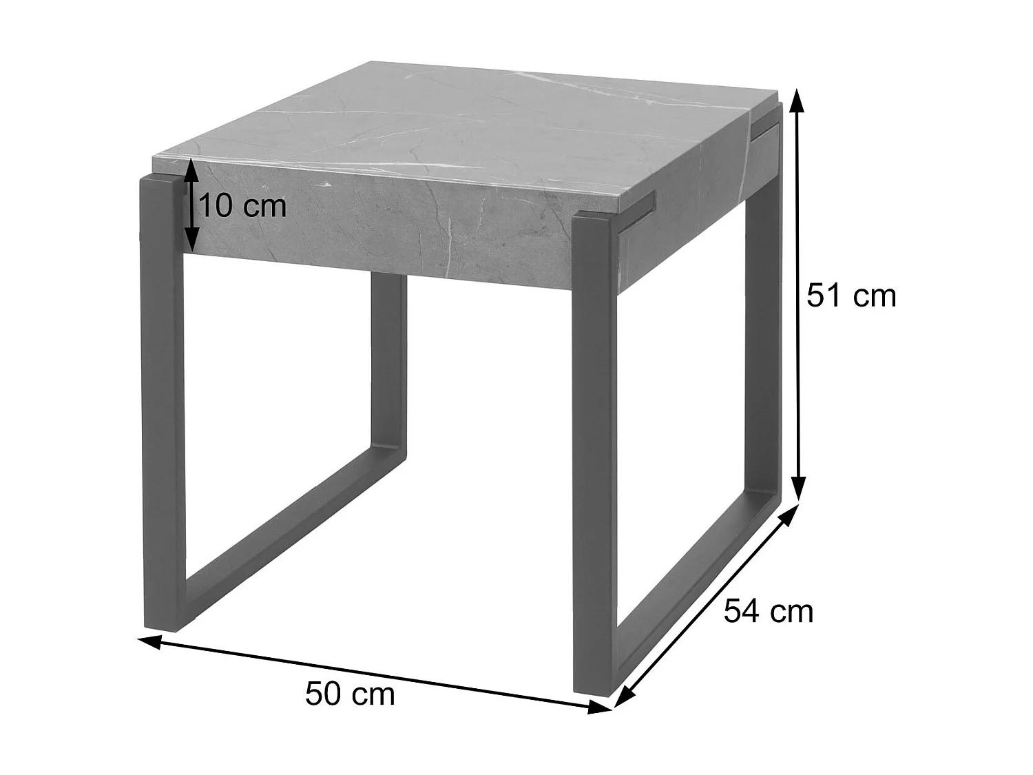 Stolik boczny MCW-L53,  marmurowy wygląd szary