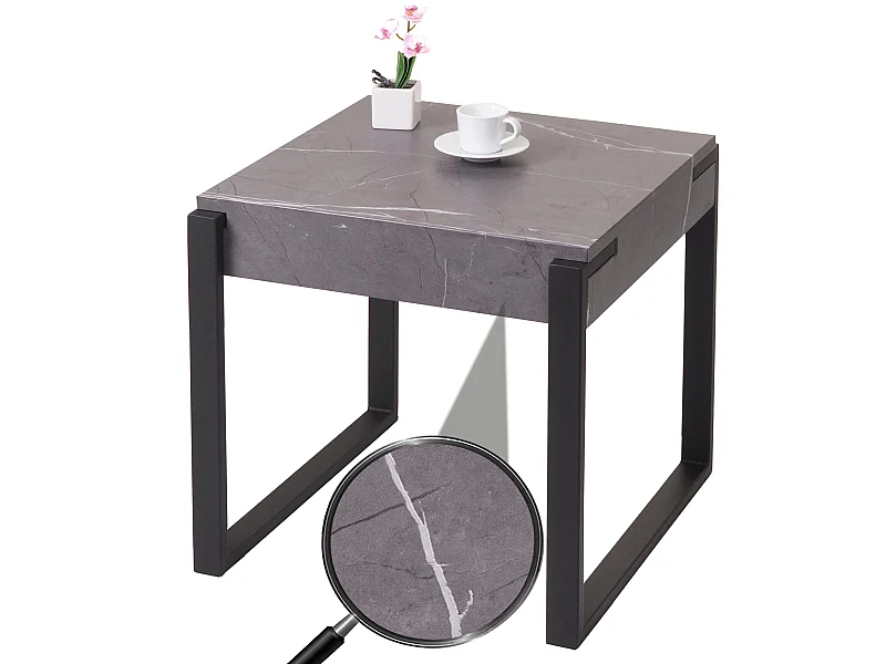 Bijzettafel MCW-L53,  marmer look grijs
