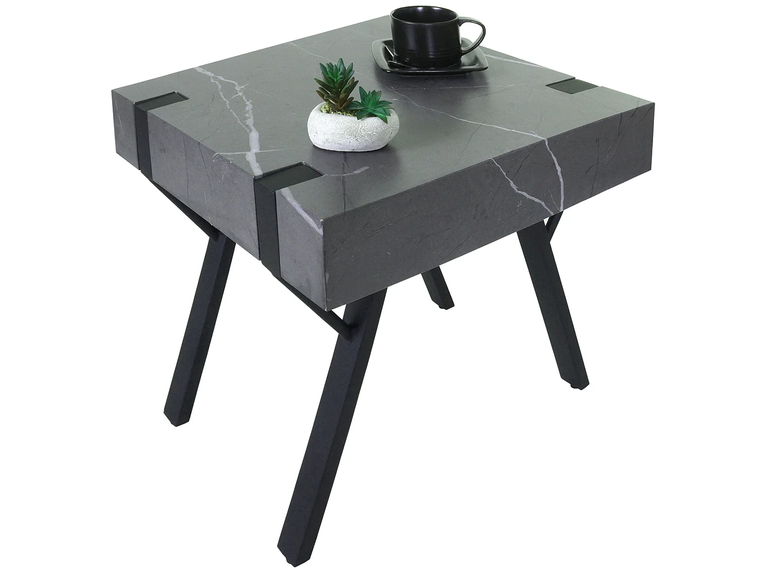 Mesa auxiliar MCW-L54,  aspecto mármol gris