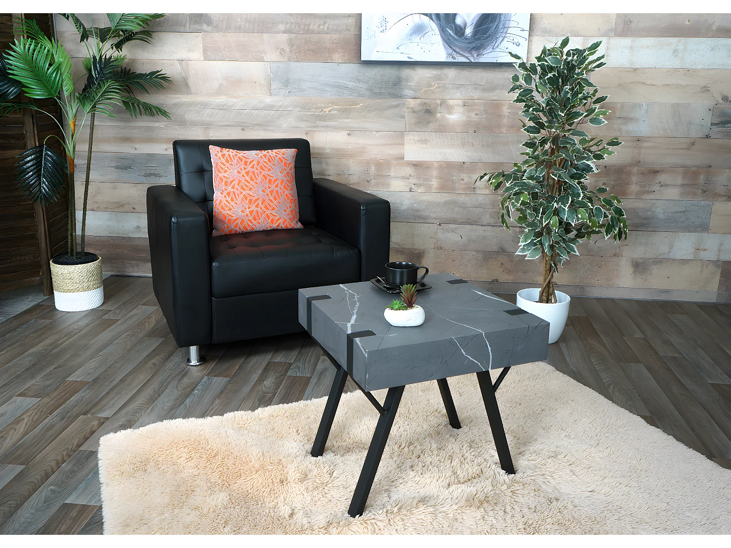 Table d'appoint MCW-L54,  aspect marbre gris