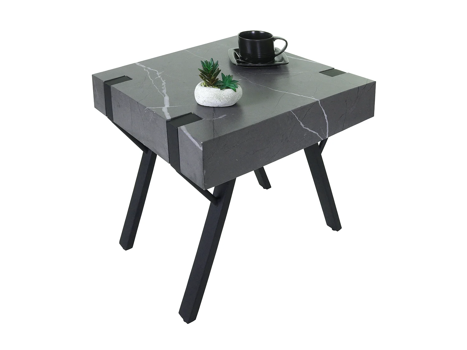 Stolik boczny MCW-L54,  marmurowy wygląd szary