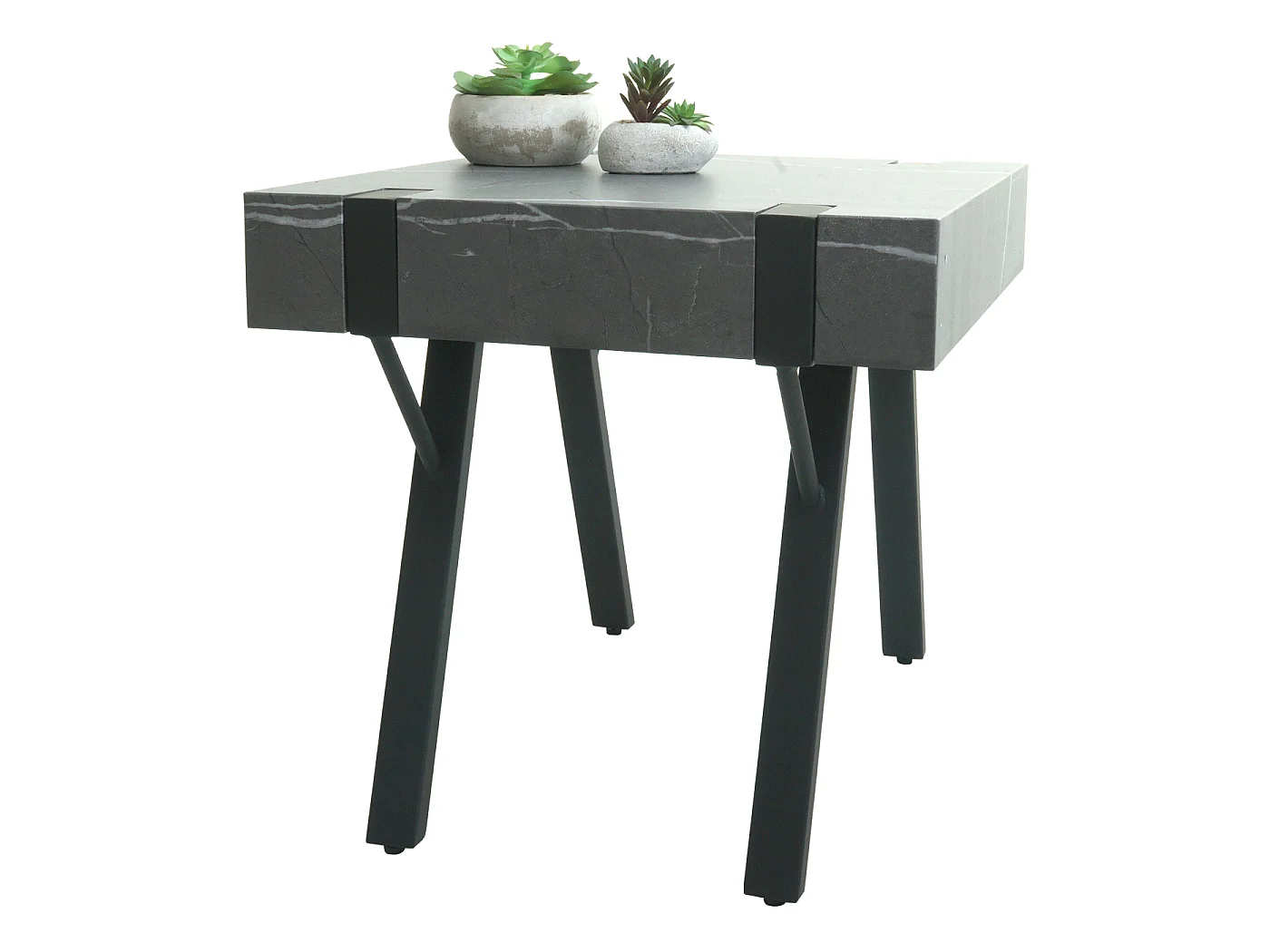 Stolik boczny MCW-L54,  marmurowy wygląd szary