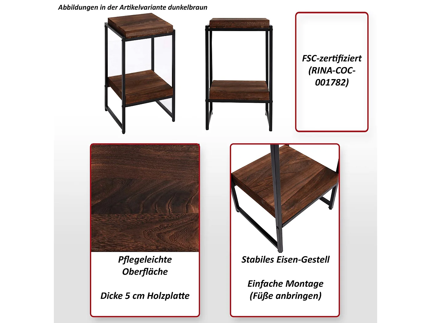 Table pour fleurs MCW-K71,  naturel, 61cm