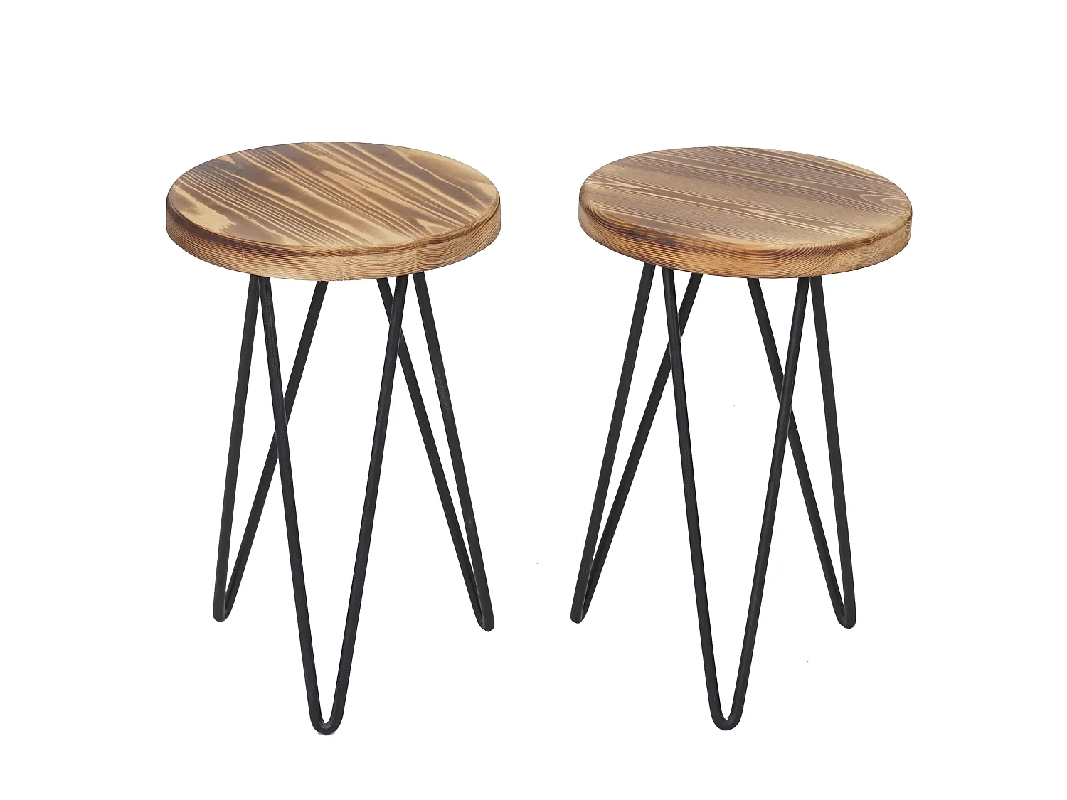 Table d'appoint MCW-A80 (lot de 2), 2x table d'appoint MCW-A80, table de nuit, design industriel, bois véritable, Ø35cm