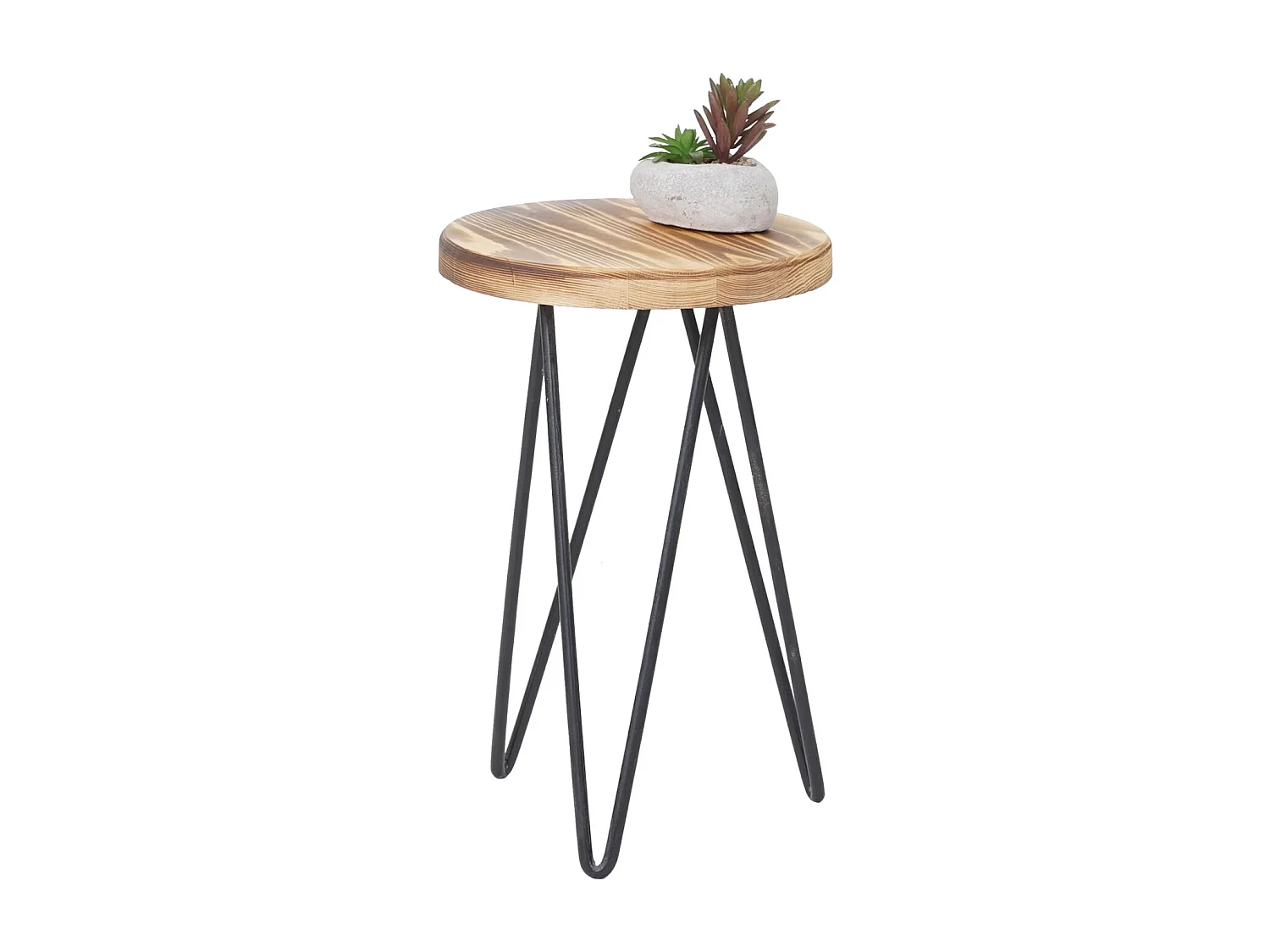 Table d'appoint MCW-A80 (lot de 2), 2x table d'appoint MCW-A80, table de nuit, design industriel, bois véritable, Ø35cm