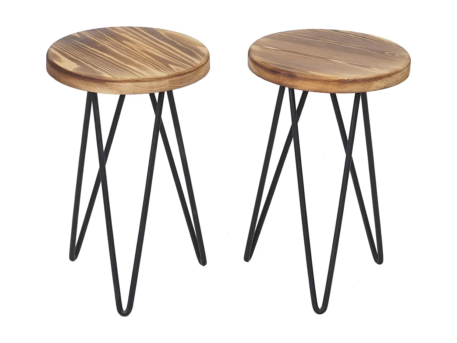 Table d'appoint MCW-A80 (lot de 2), 2x table d'appoint MCW-A80, table de nuit, design industriel, bois véritable, Ø35cm