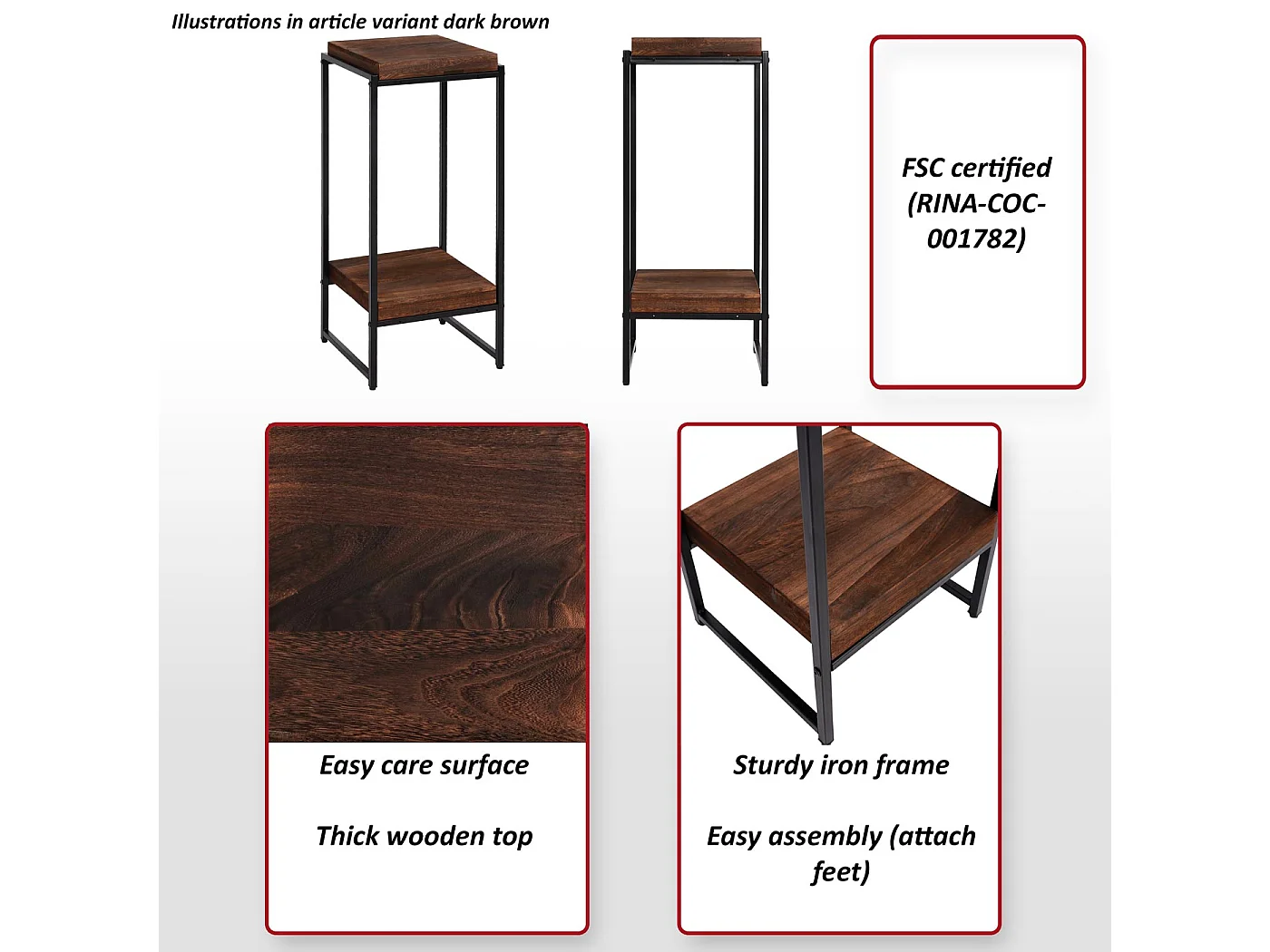 Stół kwiatowy MCW-K71,  ciemnoszary, 82 cm