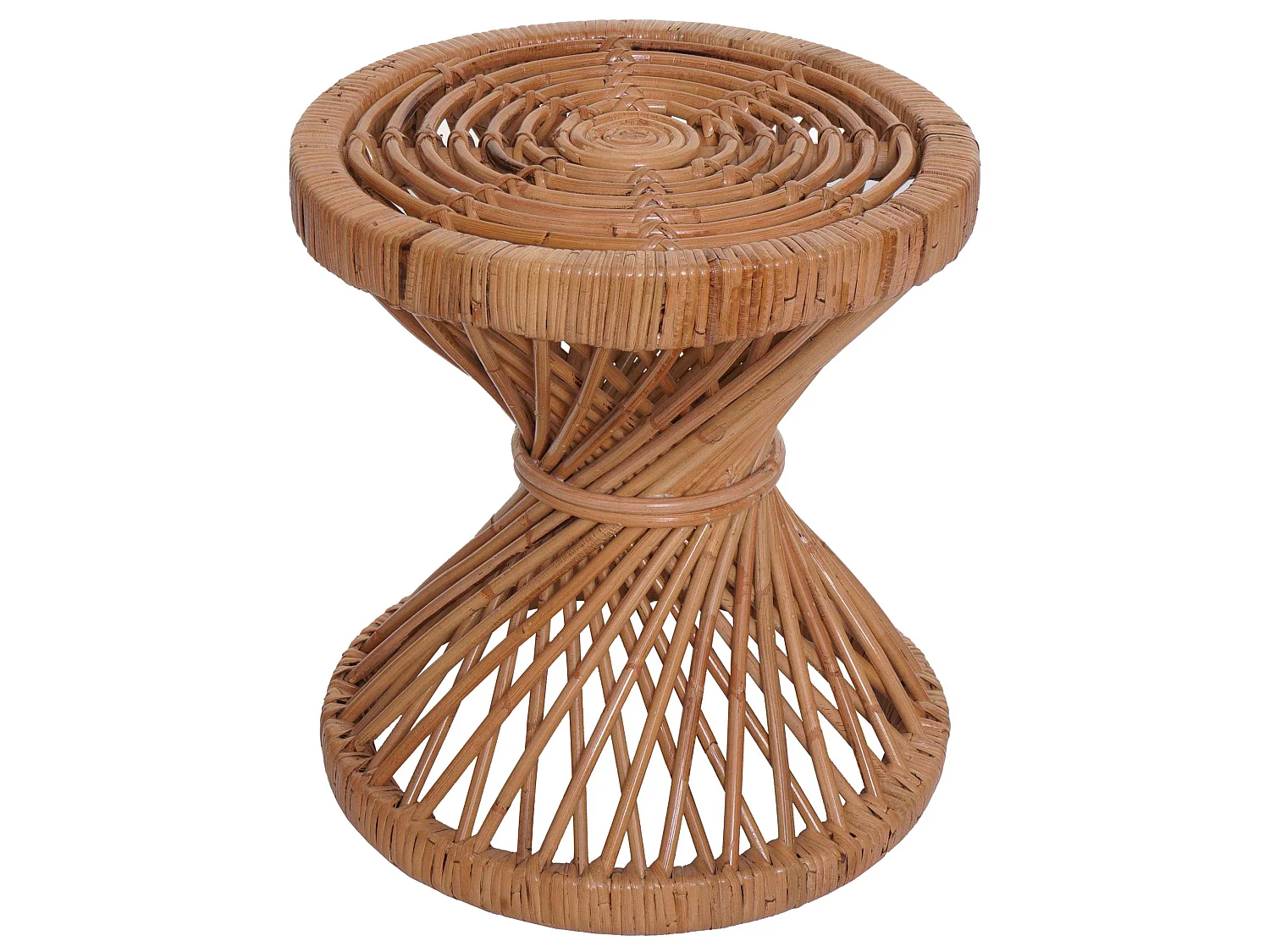 Tavolino rotondo MCW-M31 portavasi rattan Kubu 43x38x38cm naturale