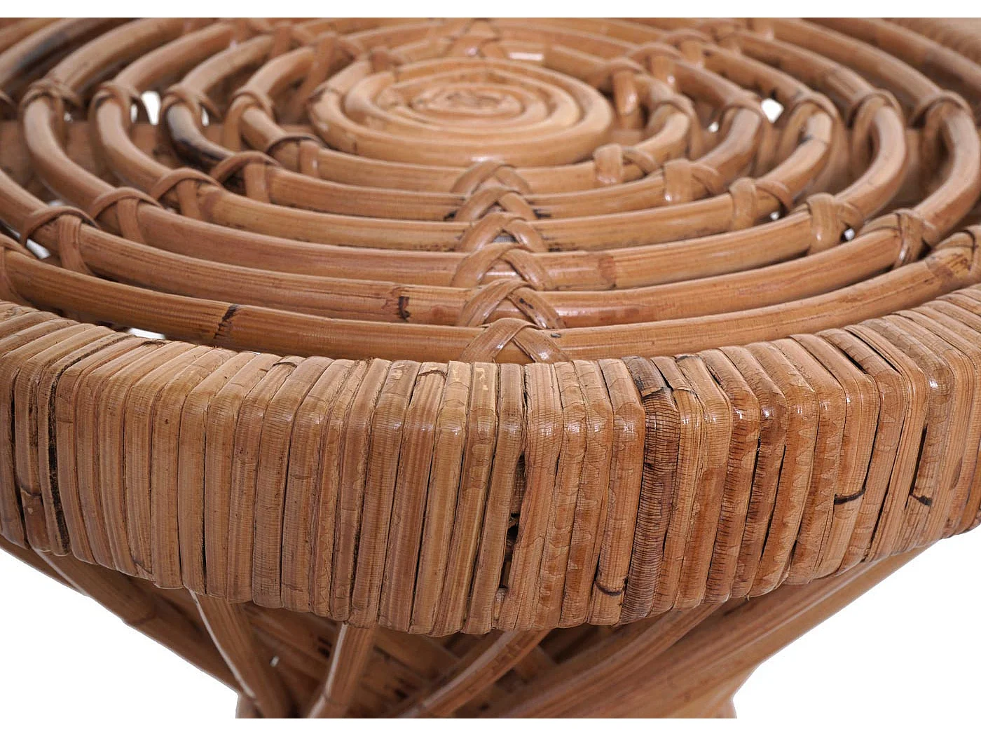 Tavolino rotondo MCW-M31 portavasi rattan Kubu 43x38x38cm naturale