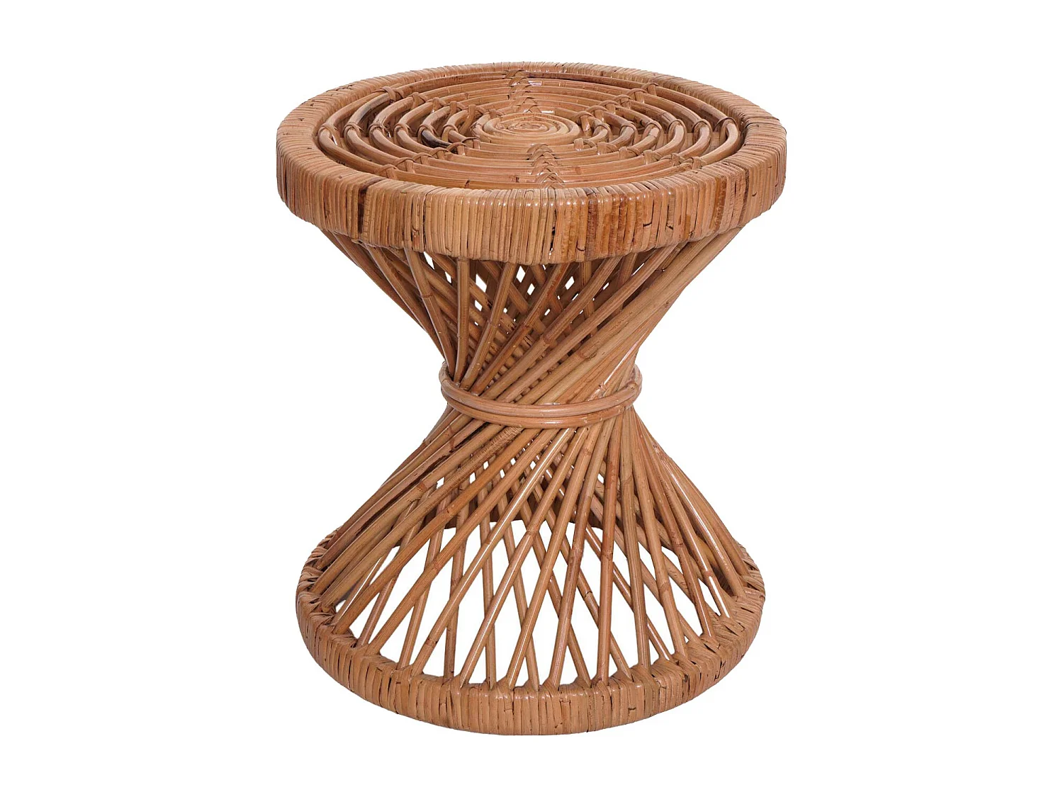 Tavolino rotondo MCW-M31 portavasi rattan Kubu 43x38x38cm naturale
