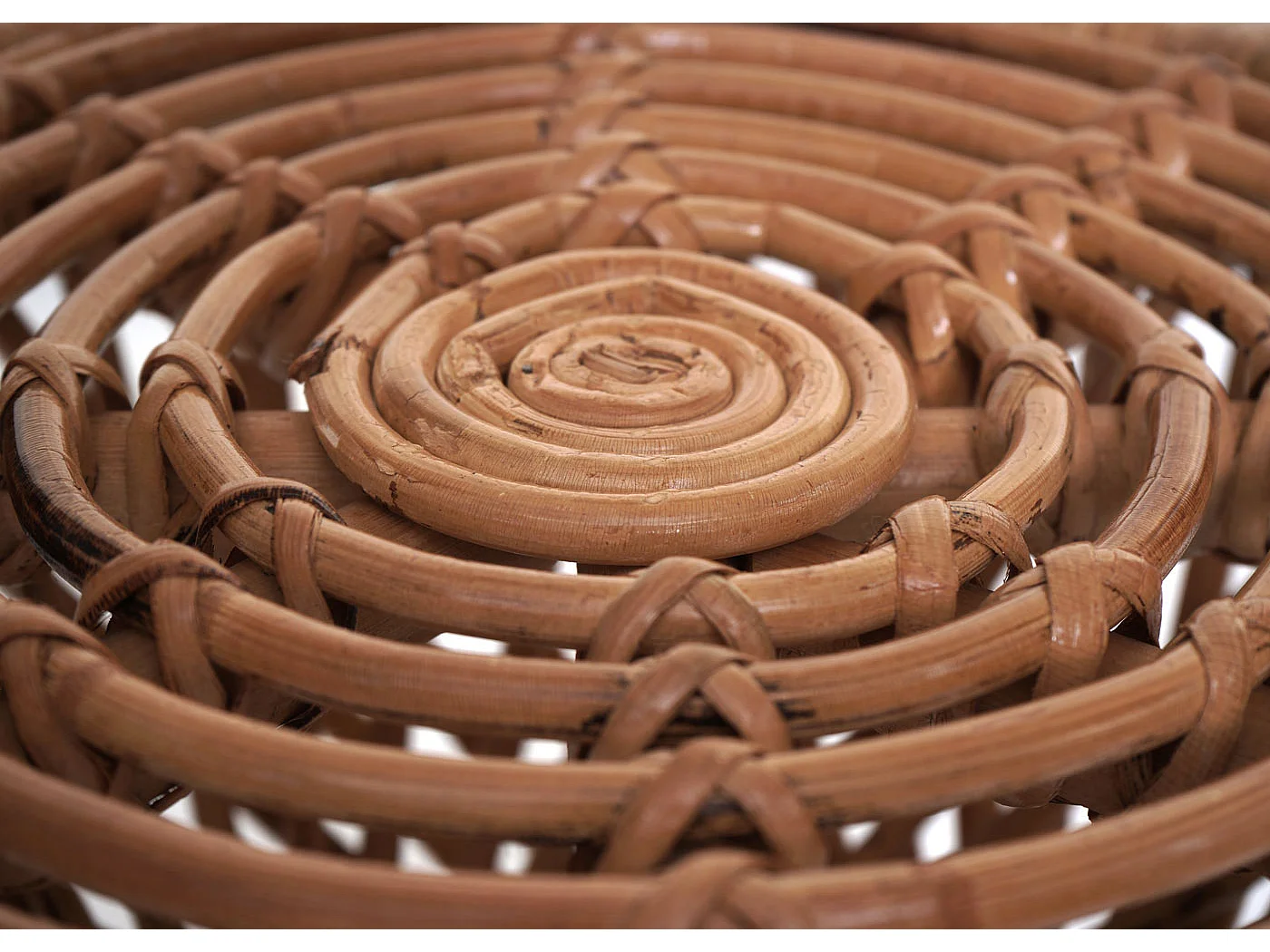 Tavolino rotondo MCW-M31 portavasi rattan Kubu 43x38x38cm naturale