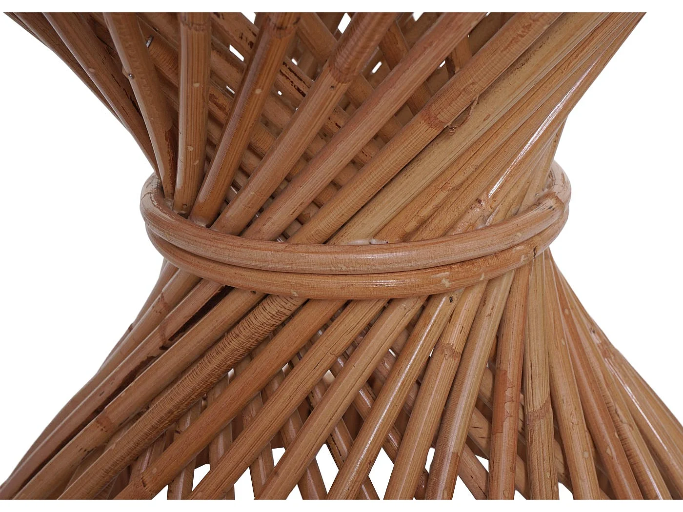 Tavolino rotondo MCW-M31 portavasi rattan Kubu 43x38x38cm naturale