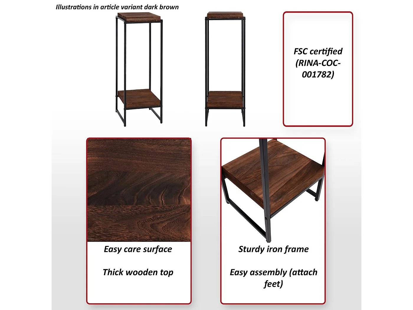 Table pour fleurs MCW-K71,  naturel, 101cm