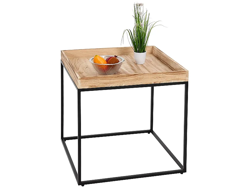 Tavolino portavasi decorativo da interno MCW-K71 legno 60x60x60cm legno chiaro