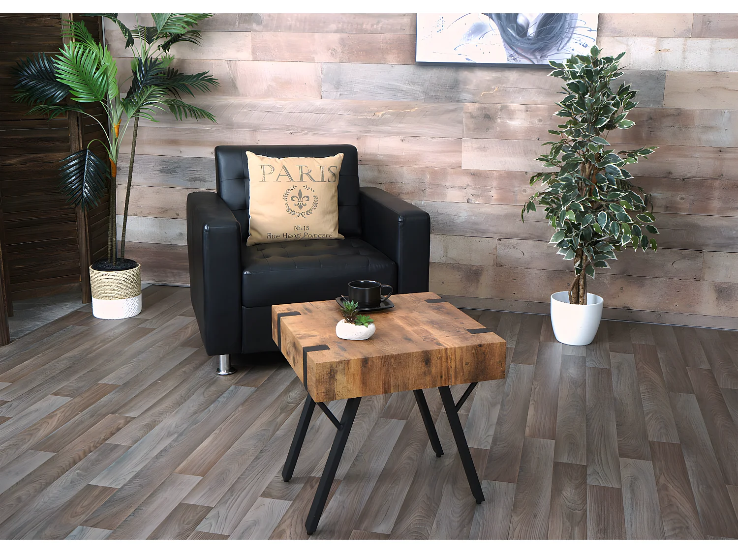 Table d'appoint MCW-L54,  chêne sauvage foncé