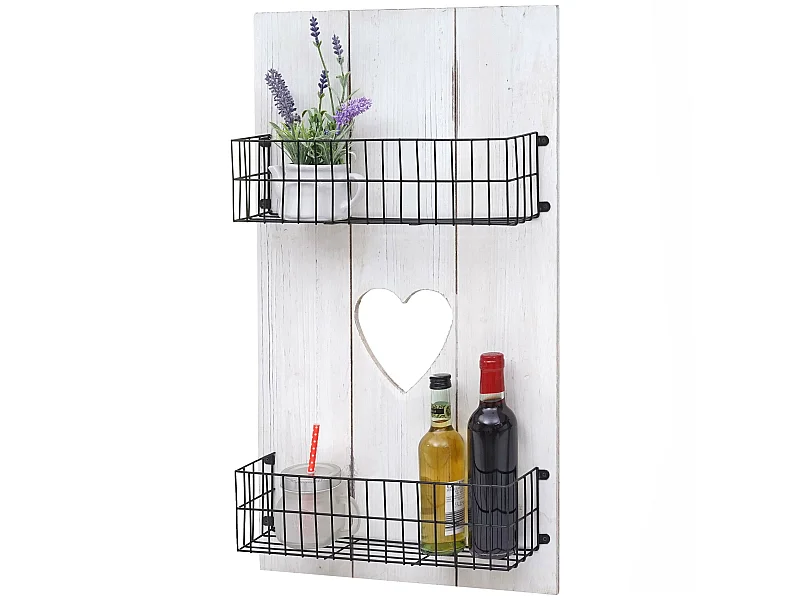 Étagère murale MCW-D42 Bois massif shabby,  70x40x10cm