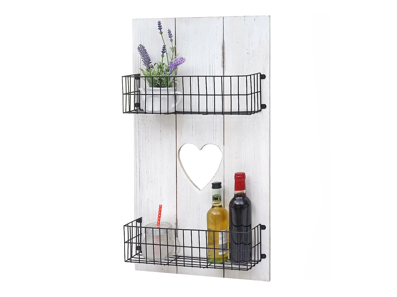 Étagère murale MCW-D42 Bois massif shabby,  70x40x10cm