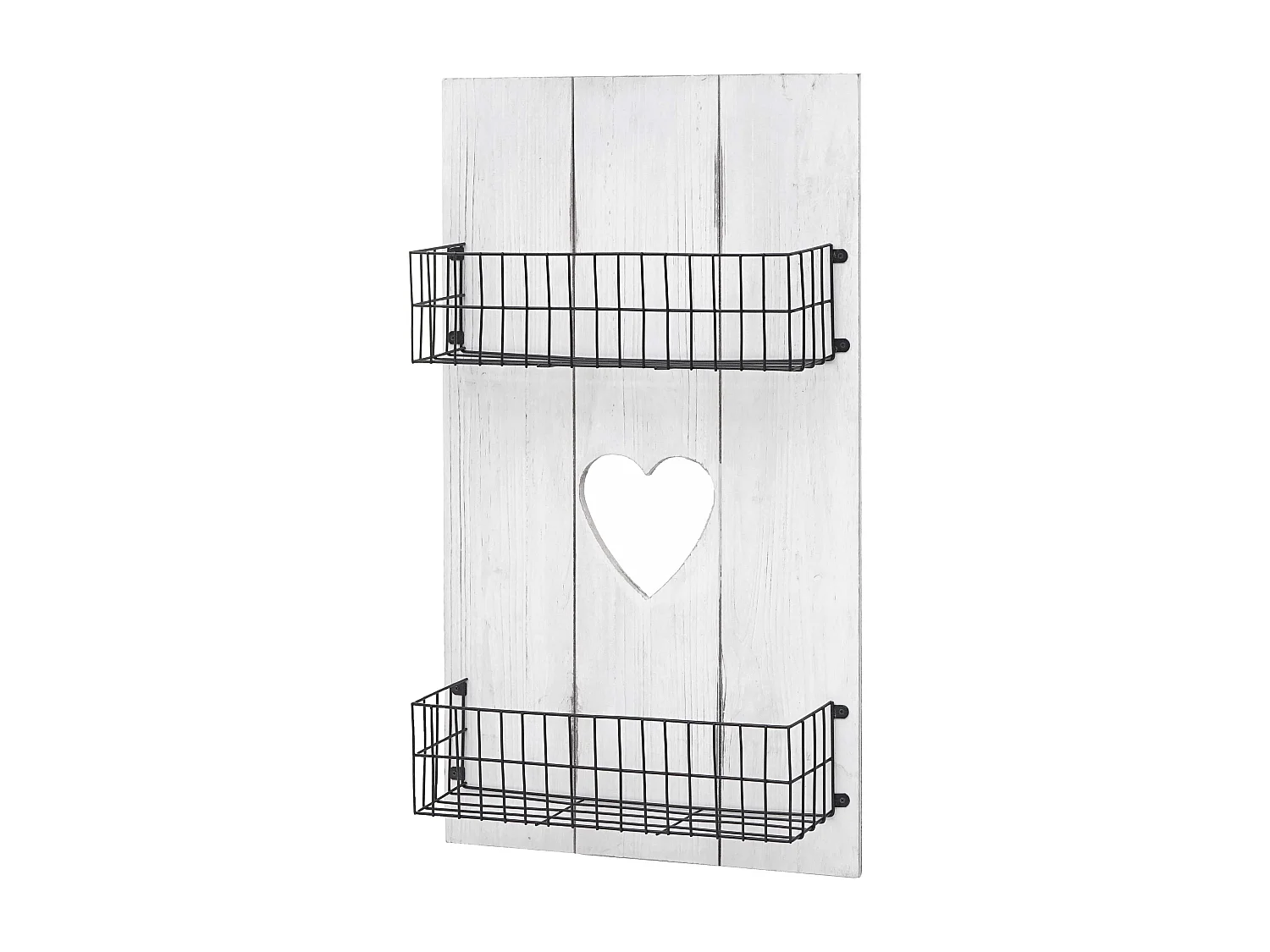 Estante de parede MCW-D42 Madeira maciça Shabby,  branco shabby, 70x40x10cm