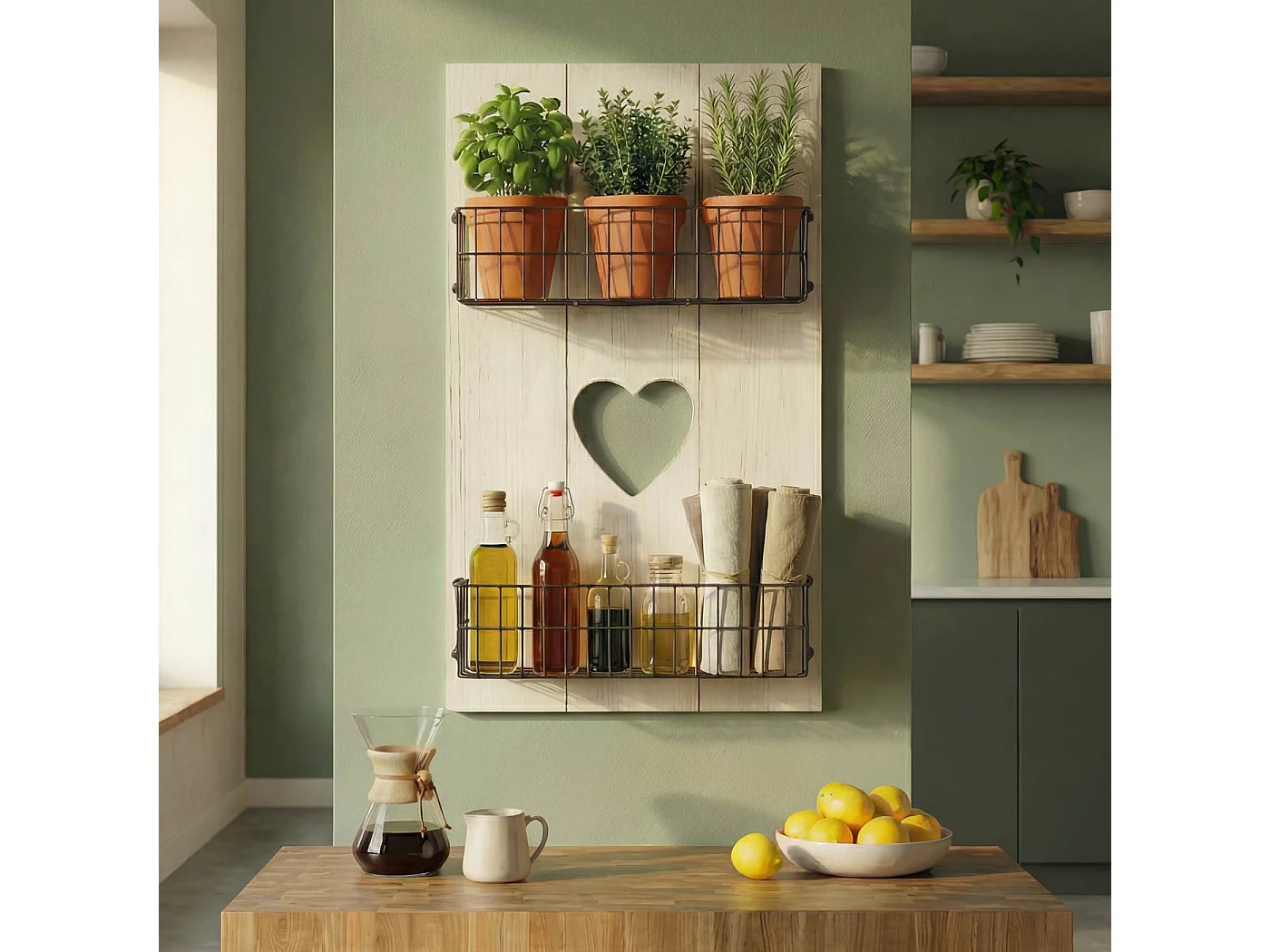 Estante de parede MCW-D42 Madeira maciça Shabby,  branco shabby, 70x40x10cm