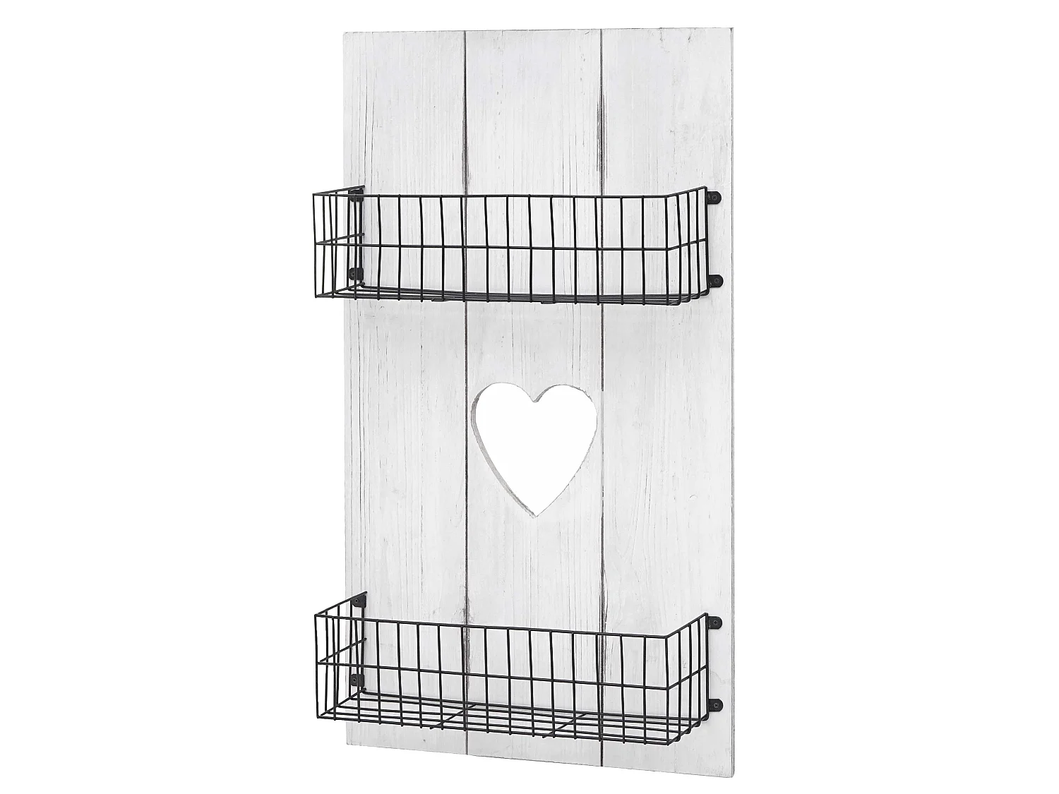 Væghylde MCW-D42 i massivt træ, shabby-stil,  hvid shabby, 70x40x10 cm